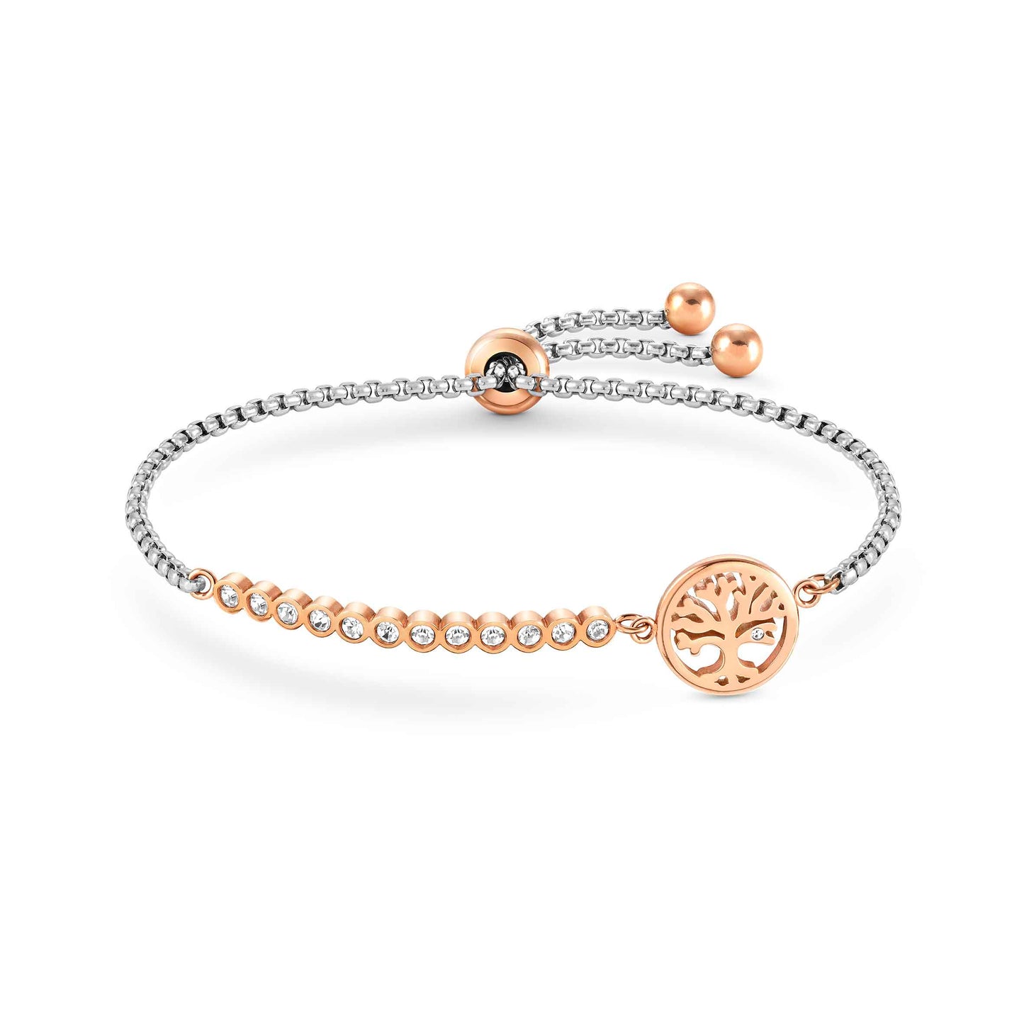028009 Milleluci New Edition Stainless Steel with Rose PVD Coloured Details & White Cubic Zirconia Bracelet