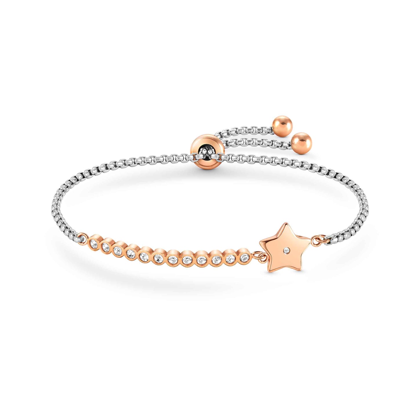 028009 Milleluci New Edition Stainless Steel with Rose PVD Coloured Details & White Cubic Zirconia Bracelet