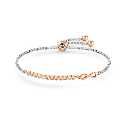 028009 Milleluci New Edition Stainless Steel with Rose PVD Coloured Details & White Cubic Zirconia Bracelet