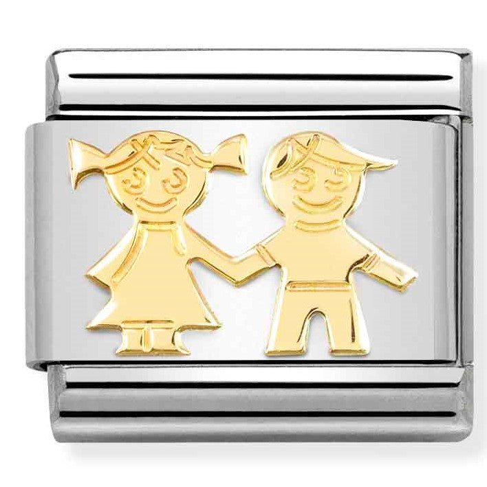 030162/69 18ct Yellow Gold Siblings Sister & Brother Link