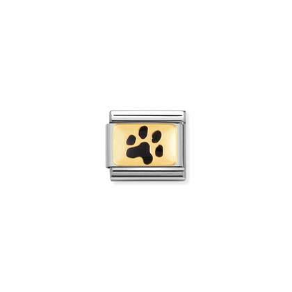 030284/47 Classic Yellow Gold Enamel Paw Print Link