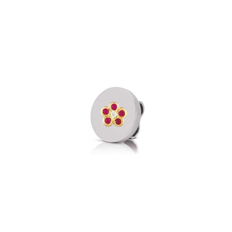 MYBONBONS 18k YG CZ Red Flower Disc 065085/039