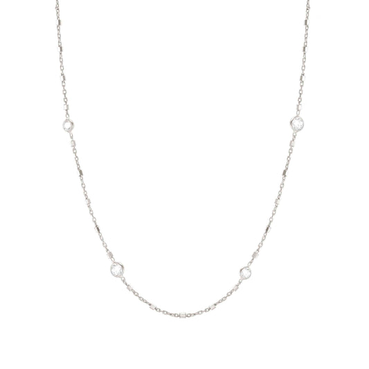 146686/034 Sterling Silver Bella Details Necklace with Round CZ and small silver beads (44cm)