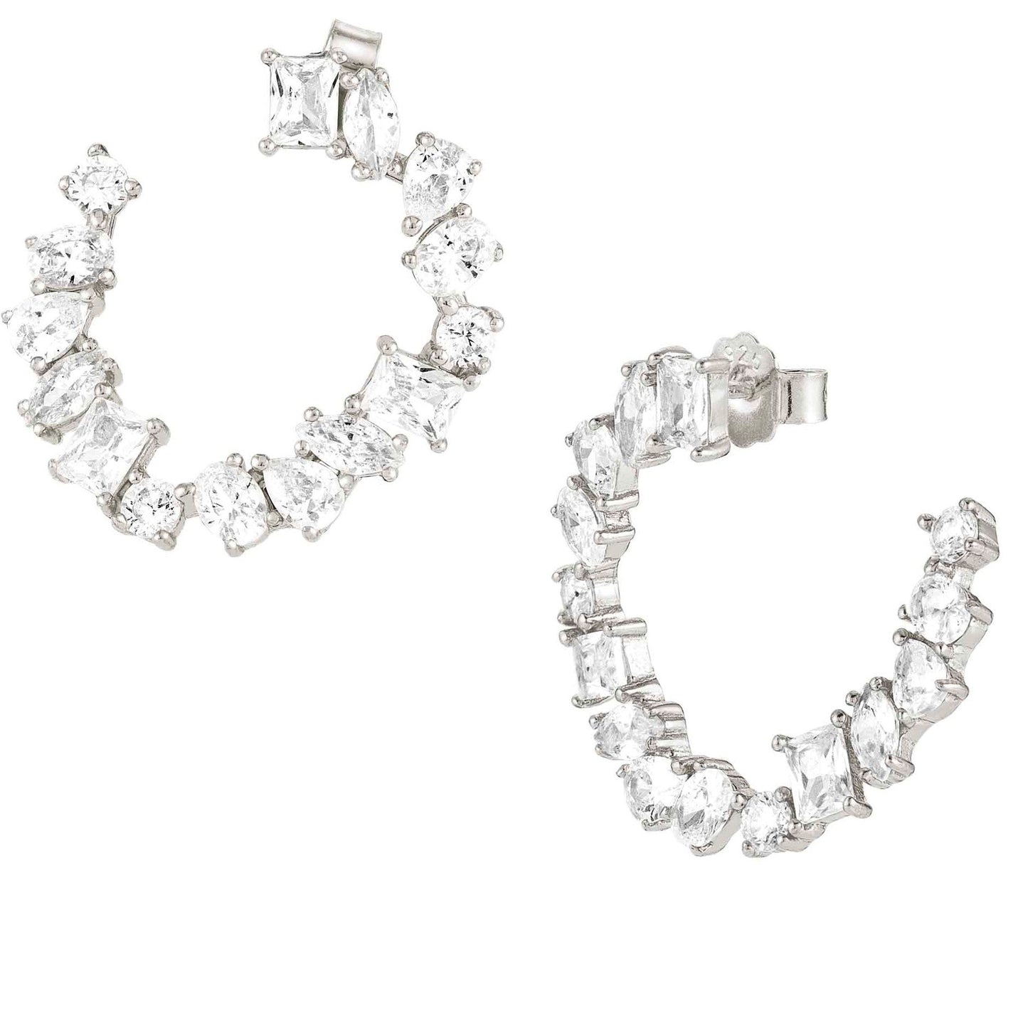 COLOR WAVE Earrings 925 silver,CZ, WHITE Silver finish 149803/008
