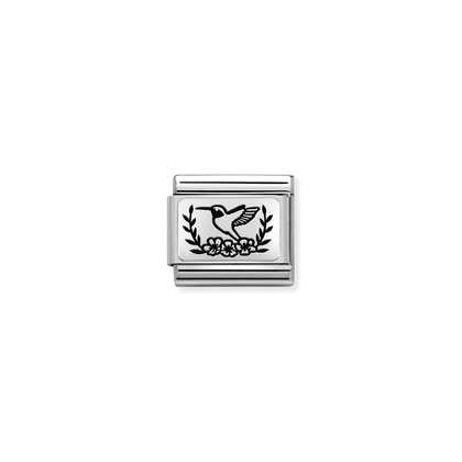330111/19 Composable Classic Silvershine Link HUMMINGBIRD with Flowers