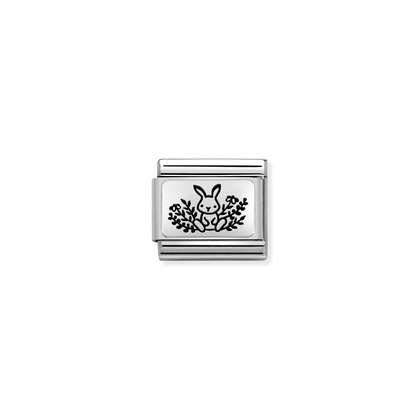 330111/20 Composable Classic Silvershine Link RABBIT with Flowers