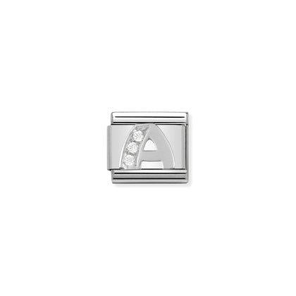 330301 Classic Silver Letter with CZ Stones Link