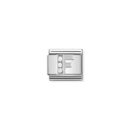 330301 Classic Silver Letter with CZ Stones Link