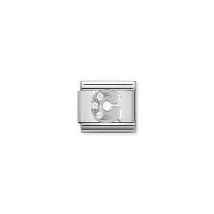 330301 Classic Silver Letter with CZ Stones Link