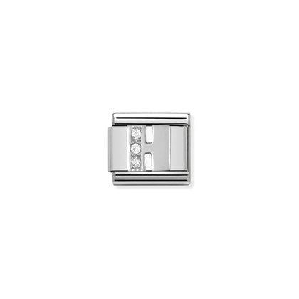 330301 Classic Silver Letter with CZ Stones Link