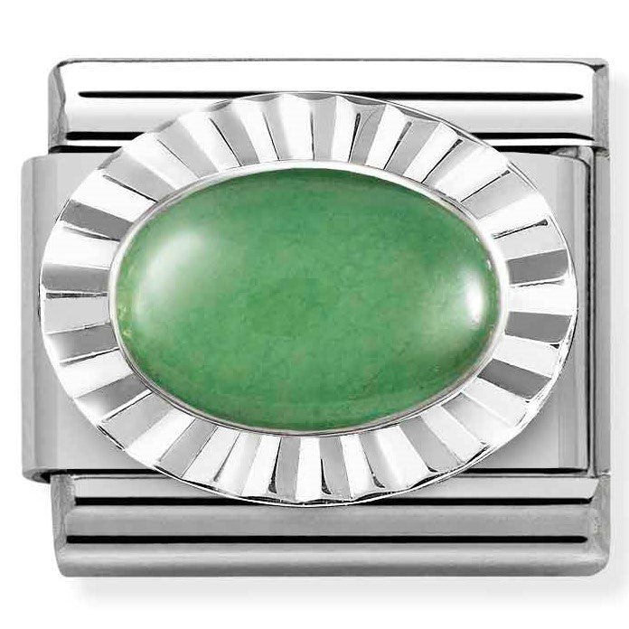 330507/23 Classic STONES, steel, DIAMOND OVAL 925 silver Green aventurine