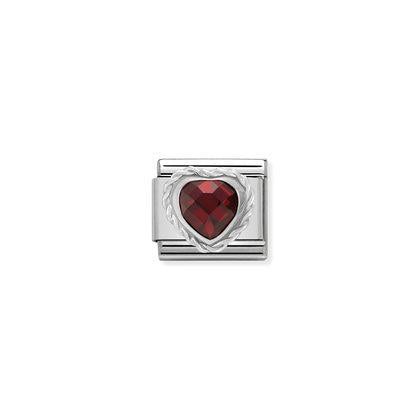 330603/005* Classic Shine Red CZ Twisted Edge Heart Link