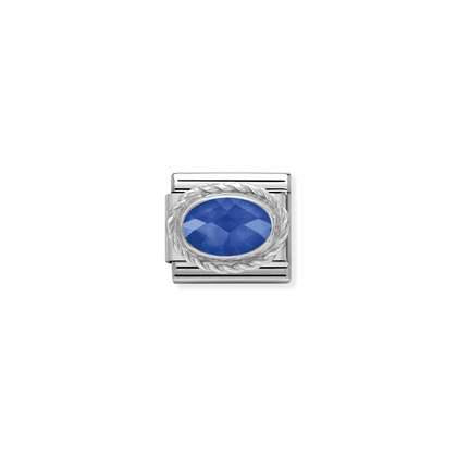 330604/007 Classic Shine Oval Dark Blue Faceted Stone Link