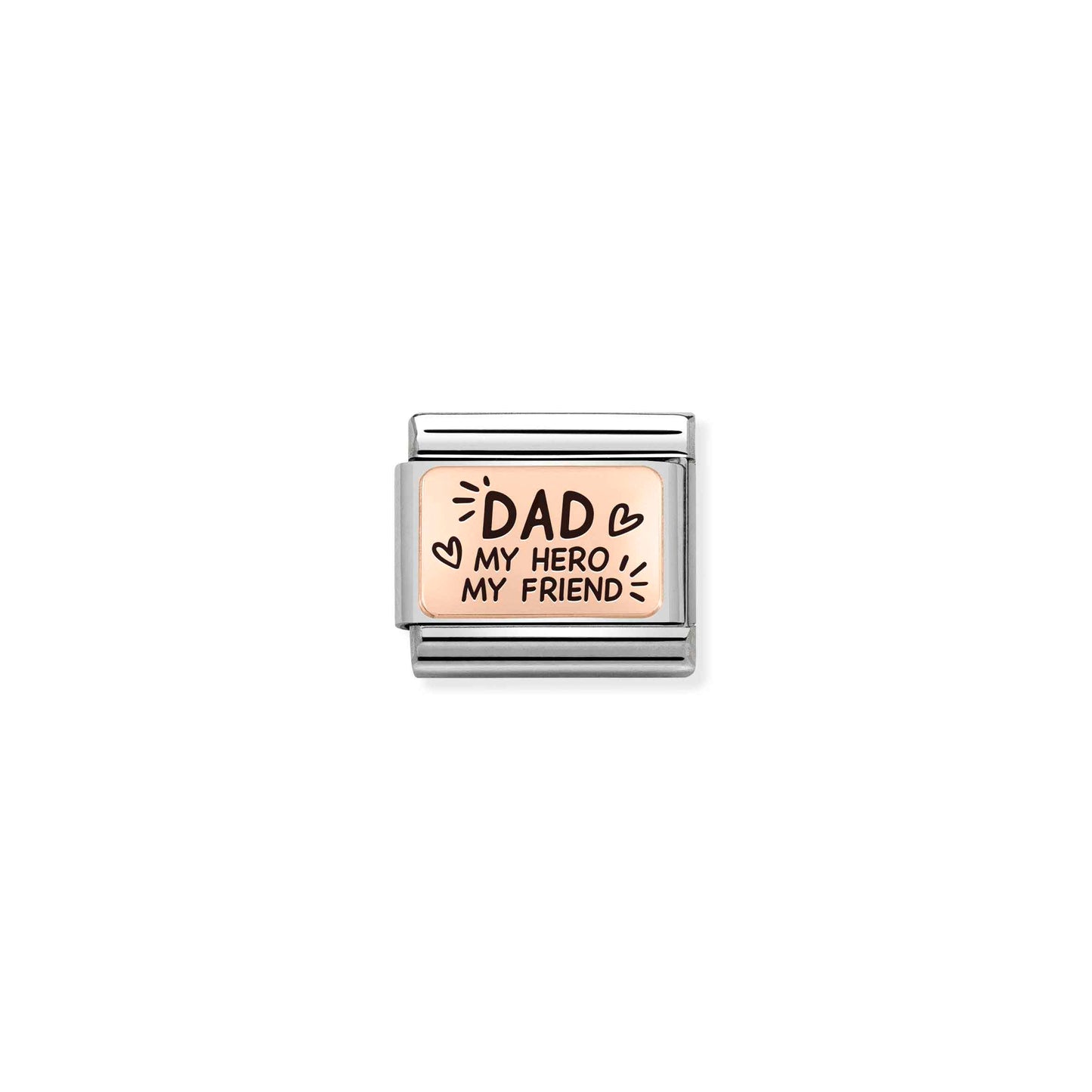 430111/13 Composable Rose Gold Plate with Engraved 'Dad my hero my friend'