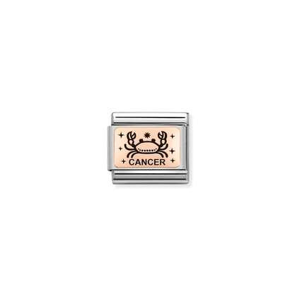 430112/04 Composable 9ct Rose Gold Engraved Zodiac Link (Cancer)