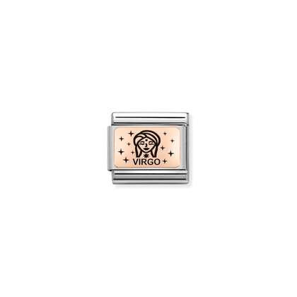 430112/06 Composable 9ct Rose Gold Engraved Zodiac Link (VIRGO)