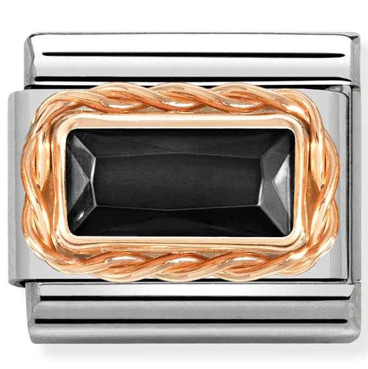 430604/011 Classic FACETED BAGUETTE, RICH SETTING ,St. steel, 9ct Rose gold gold Black