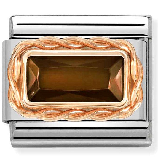 430604/012 Classic FACETED BAGUETTE, RICH SETTING,St.steel,9ct Rose gold SMOKEY