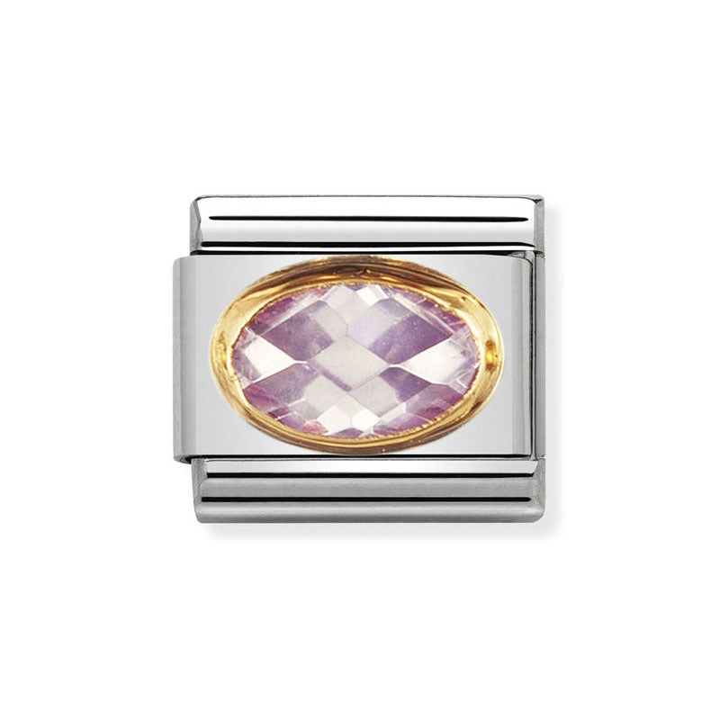 030601/023 Classic FACETED CZ Lilac stainless steel and 18k gold