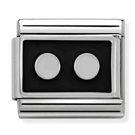 330206/02D Classic PLATES,S/steel,925 silver,enamel. Dots on Black
