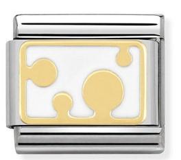 030284/07 Classic PLATES steel,enamel and 18k gold Polka Dots white