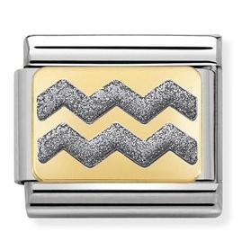 030280/40 Classic ELEGANCE stainless steel? 18k gold and enamel ZIG ZAG SILVER