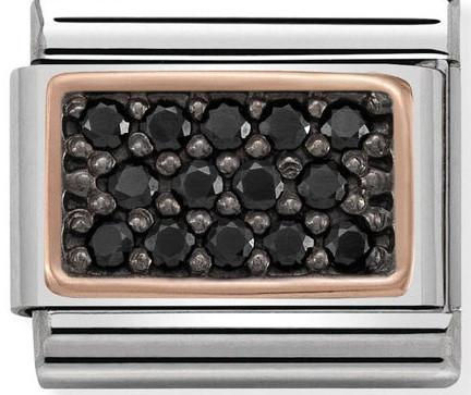 430313/03D Classic 9ct Rose Gold Pave 2 finishes Rectangle Black