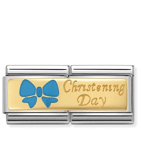 030720/05D Classic Double 18ct Gold & Enamel Blue Christening Day