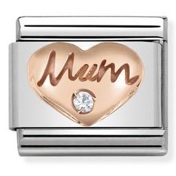 430305/10 Classic 9 CT Rose Gold & CZ MUM heart