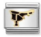 030272/30 Classic SYMBOLS steel? enamel & 18ct Gold Black Saddle