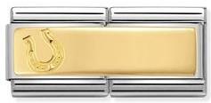 030710/14Classic DOUBLE steel & 18ct Gold horseshoe