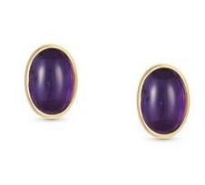 027840/013D EARRINGS S/Steel & 18ct Gold & OVAL stones AMETHYST 027840/013