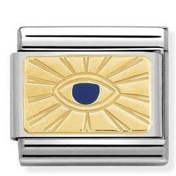 030284/42 Classic PLATE,S/steel,enamel,18k gold Blue Eye