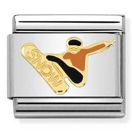 030259/17 Classic,S/steel, enamel, 18k gold, Snowboarder
