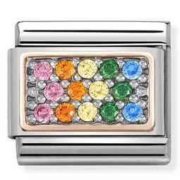 430313/09 Classic,S/steel, CZ, 9 gold. Rainbow