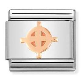 430106/19D Classic RELIEF  S/steel and gold 9k Celtic Cross