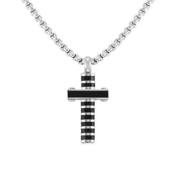STRONG necklace ed. DIAMOND, steel CROSS Black 028303/030