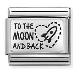330111/39 Classic Silver 'To the moon and back' with rocket and heart Link