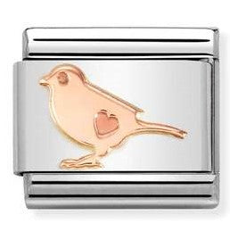 430104/54 Classic 9ct Rose Gold Bird with Heart Detail