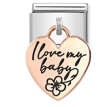 431803/08 Classic steel 9ct gold Heart I love my baby