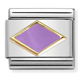 030285/50 Classic 18ct Yellow Gold and Enamel Rhombus Lilac (Purple)