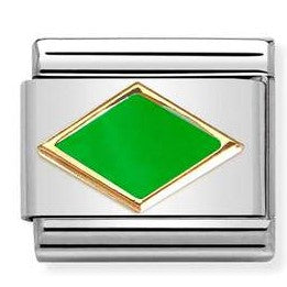 030285/51D Classic 18ct Yellow Gold and Enamel Rhombus Green (Apple)