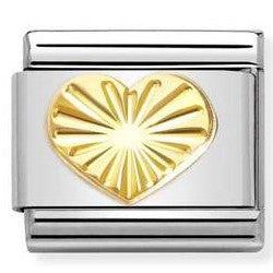 030149/51 Classic 18ct Yellow Gold heart with Etched Detail