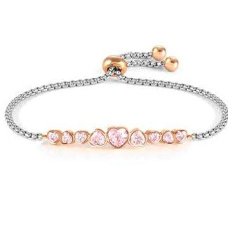 MILLELUCI COLOUR ed. Bracelet, steel, crystals HEART PINK