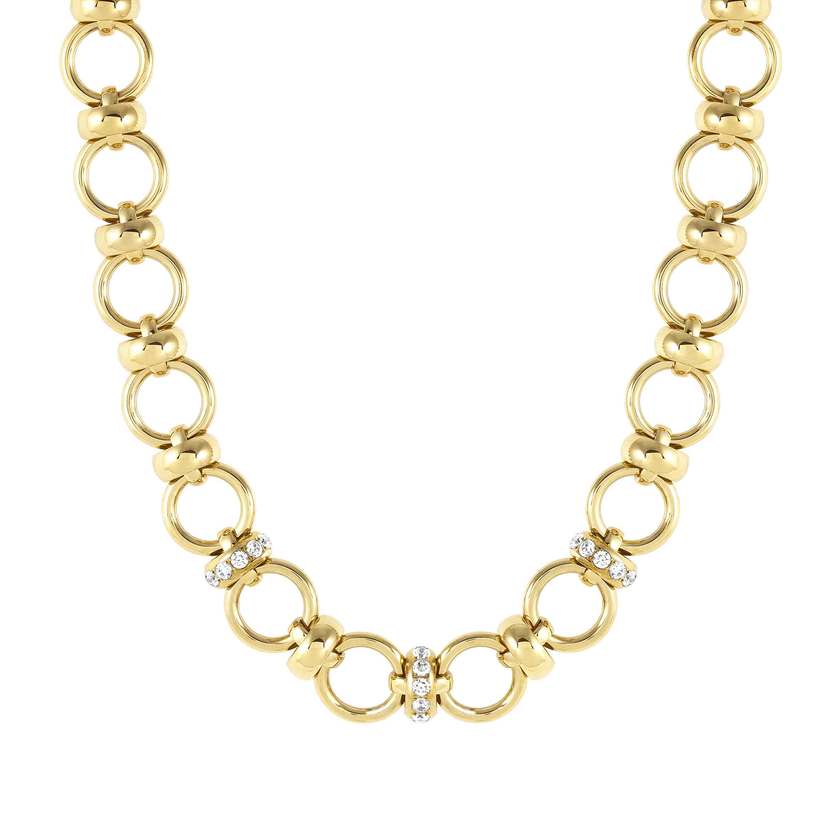 UNCONDITIONALLY necklace , steel, CZ Yellow Gold