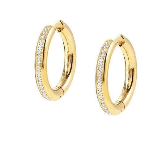 UNCONDITIONALLY earrings , steel, CZ Yellow Gold