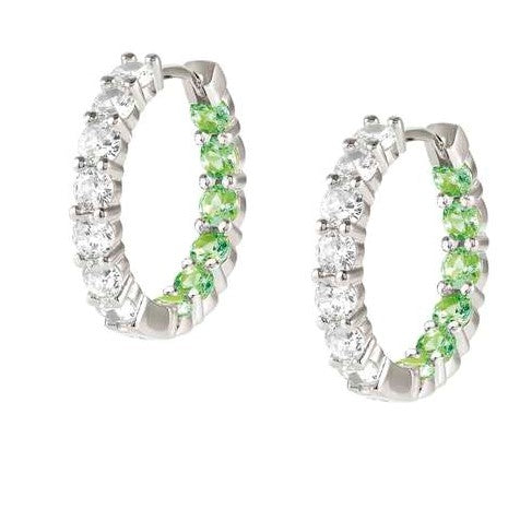 CHIC & CHARM JOYFUL ed. earrings in 925 silver and cz (BICOLOR) GREEN Fin. Silver