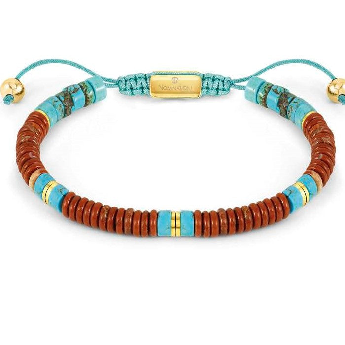 INSTINCT STYLE bracelet,steel, stones BRICK COLOUR JASPER