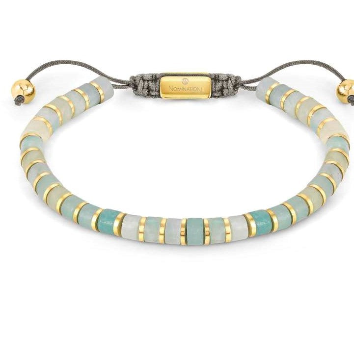 INSTINCT STYLE bracelet, steel . stones AMAZONITE