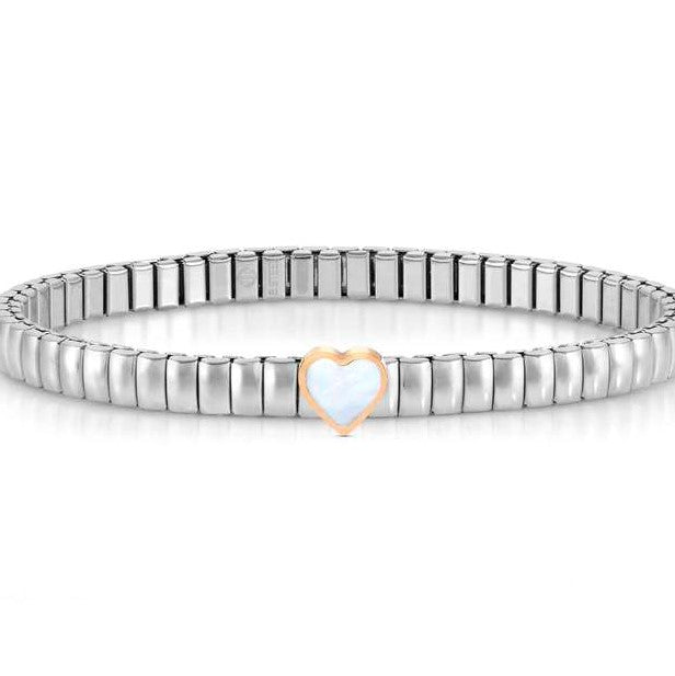 XTE XSMALL bracelet ed. LIFE in steel and stone Heart ROSE GOLD fin. Mother of pearl
